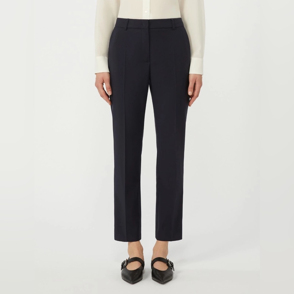 MaxMara Weekend | Women’s Navy Tailored Cigarette Stretch Wool Trousers Size 12